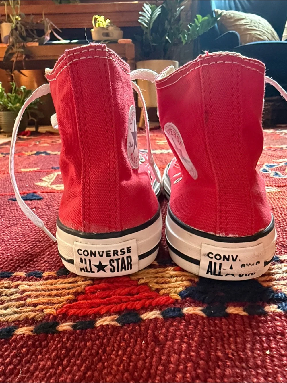 Converse Kids Red High-Top Canvas Sneakers with White Laces